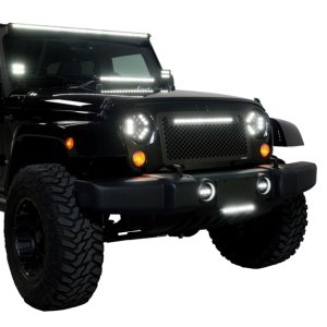 Jeep Wrangler Grille Insert - Putco - Designer FX w/ 20in Luminix Light Bar - Black - `07-`18