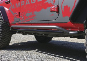 Jeep Wrangler Unlimited Sport S Side Steps - Rampage - Rail Side™ Rocker Guard - Black - `18-`19