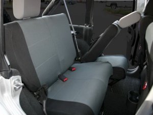 Jeep Wrangler Unlimited Sport Seat Cover - Front + Rear - Rampage - Custom Fit Polycanvas - Black/Grey - `10-`17 Jeep Wrangler Unlimited Sport Seat Cover - Front + Rear - Rampage - Custom Fit Polycanvas - Black/Grey - `10-`17