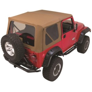 Jeep Wrangler Soft Top - Rampage - Complete Top Kit with Frame & Hardware for Soft Upper Doors - Spice Denim - `97-`06 Jeep Wrangler Soft Top - Rampage - Complete Top Kit with Frame & Hardware for Soft Upper Doors - Spice Denim - `97-`06