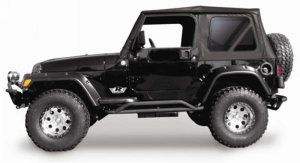 Jeep Wrangler Complete Soft Top - Rampage - Includes Frame, Hardware, and Tinted Windows - Black Diamond - `97-`06 Jeep Wrangler Complete Soft Top - Rampage - Includes Frame, Hardware, and Tinted Windows - Black Diamond - `97-`06