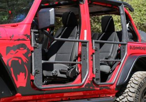 Jeep Wrangler Unlimited Sport Trail Doors - Rampage - Safari Style, Textured Black Powder Coat Finish, Removable Netting - Black - `18-`19