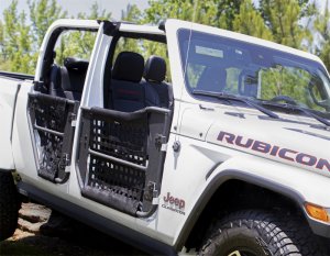 Jeep Wrangler Unlimited Sport Trail Doors - Rampage - Safari Style, Textured Black Powder Coat Finish, Removable Netting - Black - `18-`19