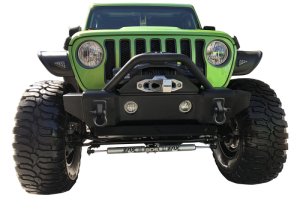 Jeep Wrangler Recovery Bumper - Front - Rampage - Mass Articulation Stubby w/Stinger - Black - `07-`18