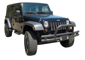 Jeep Wrangler Bumper - Front - Rampage - Double Tube with Light Pod & Stinger - Textured Black - `07-`18