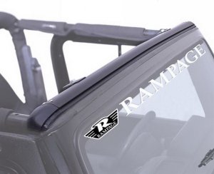 Jeep Wrangler Windshield Channel - Rampage - No Drill - Black - `97-`06