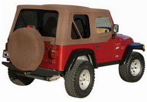Jeep Wrangler Soft Top - Rampage - OEM Replacement with Zippered Storage Pockets - Military Khaki (Dark Green) - `97-`06