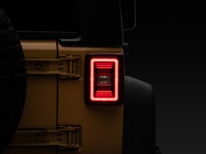 Jeep Wrangler JK LED Taillights - Rear - Raxiom - JL Style with Black Housing - Red Lens - `07-`18