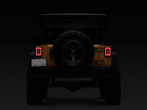 Jeep Wrangler JK LED Taillights - Rear - Raxiom - JL Style with Black Housing - Red Lens - `07-`18
