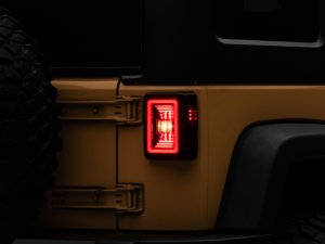 Jeep Wrangler JK LED Taillights - Rear - Raxiom - JL Style with Black Housing - Red Lens - `07-`18