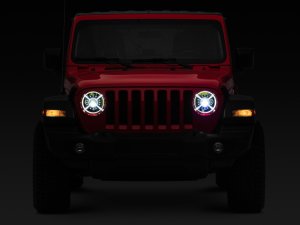Jeep Wrangler JT LED Headlights - Raxiom - 9-Inch with DRL and Halo, Clear Lens - Black Housing - `18-`22