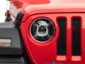 Jeep Wrangler JT LED Headlights - Raxiom - 9-Inch with DRL and Halo, Clear Lens - Black Housing - `18-`22