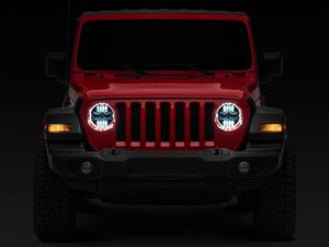 Jeep Wrangler Headlights - Raxiom - Axial Series 9-Inch Angel Eye LED - Black - `18-`23