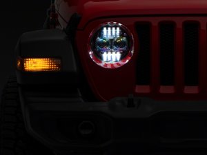 Jeep Wrangler LED Headlights - Raxiom - Axial Series 9-Inch Angel Eye - Black - `18-`23