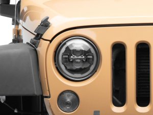 Jeep Wrangler LED Headlights - Raxiom - Axial Series 7-Inch w DRL/ Black Housing - Clear Lens - `07-`18