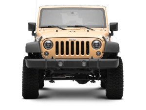 Jeep Wrangler LED Headlights - Raxiom - Axial Series 7-Inch w DRL/ Black Housing - Clear Lens - `07-`18