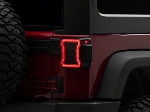 Jeep Wrangler LED Taillights - Rear - Raxiom - Smoked Lens - Red Housing - `07-`18