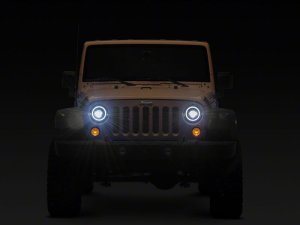 Jeep Wrangler JK LED Headlights - Raxiom - V2 Dragon Eye - Black Housing - `07-`18