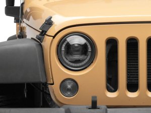 Jeep Wrangler JK LED Headlights - Raxiom - Hi Output LED/Angel Eye DRL/Black Housing/Clear Lens - `07-`08