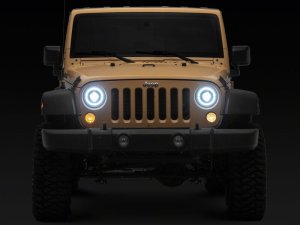 Jeep Gladiator LED Headlights - Raxiom - HiOutput LED with Angel Eye DRL - Black-Clear - `20-`26