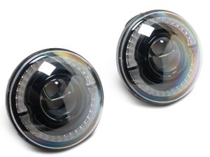 Jeep Gladiator LED Headlights - Raxiom - HiOutput LED with Angel Eye DRL - Black-Clear - `20-`26