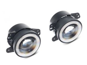 Jeep Wrangler Fog Lights - Raxiom - V2 LED Switchback with Amber Turn Signal and Halo Rings - `07-`18