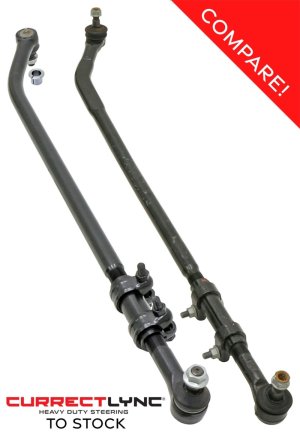 Jeep Wrangler Unlimited Steering System Kit - RockJock - Currectlync w/ Flipped Drag Link - Gloss Black - `07-`18
