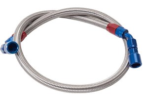 Jeep Wrangler Fuel Hose Kit - Russell - Stainless Steel Braided Hose with Anodized Aluminum Hose Ends - Stainless Steel - `97-`06