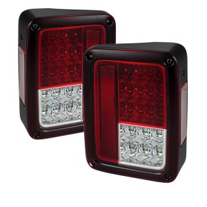 Jeep Wrangler LED Tail Lights - SPYDER - Red Clear - `07-`15