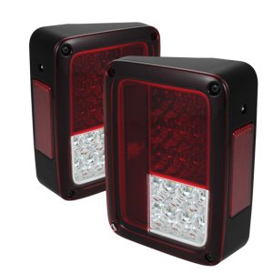 Jeep Wrangler LED Tail Lights - SPYDER - Red Clear - `07-`15 Jeep Wrangler LED Tail Lights - SPYDER - Red Clear - `07-`15