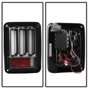 Jeep Wrangler LED Tail Lights - SPYDER - Version 2 Light Bar with Sequential Turn Signal - Black - `07-`16