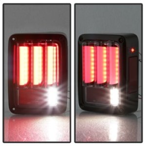 Jeep Wrangler LED Tail Lights - SPYDER - Version 2 Light Bar with Sequential Turn Signal - Black - `07-`16