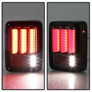 Jeep Wrangler LED Tail Lights - SPYDER - Version 2 Light Bar - Black Smoke - `07-`16