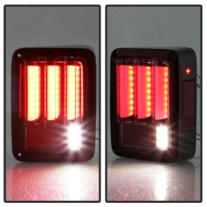 Jeep Wrangler LED Tail Lights - SPYDER - Version 2 Light Bar - Red Clear - `07-`16