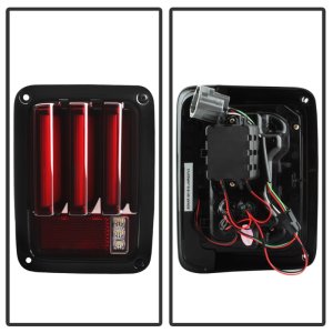 Jeep Wrangler LED Tail Lights - SPYDER - Version 2 Light Bar - Red Clear - `07-`16