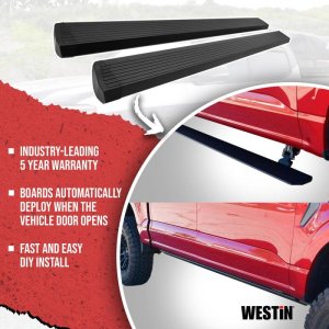 Jeep Wrangler JKU Running Boards - Westin - Pro-e Power (Electric), 6-inch Aluminum, LED Lighting, IP68 Motors - Textured Black - `07-`18