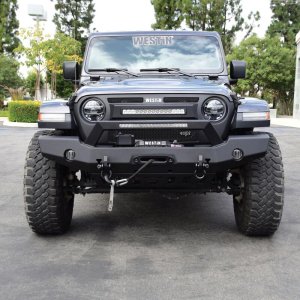 Jeep Wrangler Bumper - Front - Westin - WJ2 Full Width w/LED Light Bar Mount - Textured Black - `18-`20