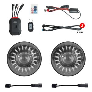 Jeep Wrangler JT Headlights - XKGLOW - XKmax RGBW Kit w/ Mnt Brkt App Cntrl - `19-`27