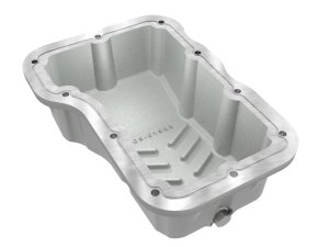 Jeep Wrangler Transmission Pan - aFe - Street Series w/ Machined Fins - Raw - `18-`25