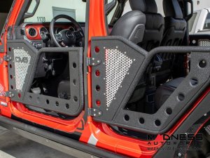 Jeep Gladiator Rock Doors - Rear - DV8 Offroad - Perforated Aluminum Mesh - 2020+ Jeep Gladiator Rock Doors - Rear - DV8 Offroad - Perforated Aluminum Mesh - 2020+