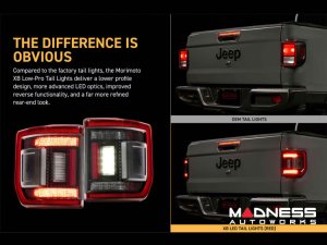 Jeep Gladiator JT LED Tail Lights - XB LED Series - Morimoto - Low Profile - Red Jeep Gladiator JT LED Tail Lights - XB LED Series - Morimoto - Low Profile - Red