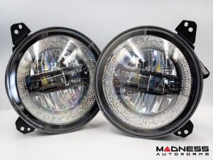 Jeep Wrangler JL Headlights - LED w/ Halos - Black Housing - 9"