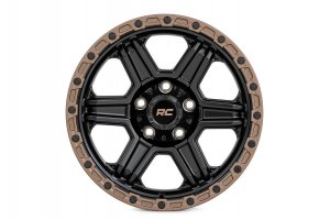 Custom Wheel 79 Series Wheel - One-Piece - Semi Gloss Black w/ Bronze Ring | 17x8.5 | 5x5.0 | 0mm - Rough Country