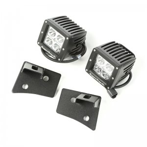 Jeep Wrangler JK Windshield Bracket LED Light Kit - Windshield - Rugged Ridge - Square - Textured Black - `07-`18