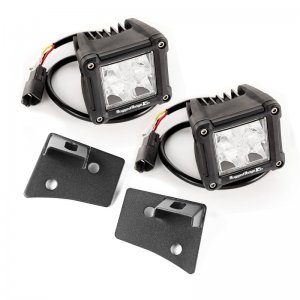 Jeep Wrangler JK Windshield LED Kit - Windshield - Rugged Ridge - Dual Cube - Textured Black - `07-`18