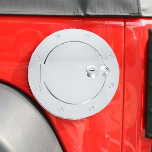 Jeep Wrangler JK Gas Cap Door, Locking, Stainless Steel - Rugged Ridge - `07-`18