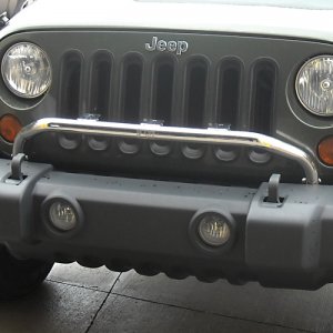 Jeep Wrangler JK Light Bar - Bumper Mounted - Rugged Ridge - Stainless Steel - `07-`18