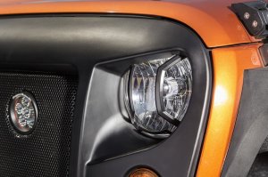 Jeep Wrangler JK Elite Headlight Guards - Rugged Ridge - Elite - Textured Black - `07-`18