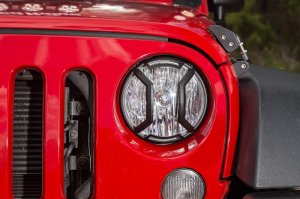 Jeep Wrangler JK Elite Headlight Guards - Rugged Ridge - Elite - Textured Black - `07-`18