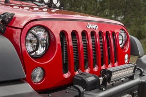 Jeep Wrangler JK Elite Headlight Guards - Rugged Ridge - Elite - Textured Black - `07-`18